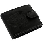 Black leather wallet with truck