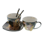 Set of 2 Klimt Kiss Black porcelain cups 250ml 1