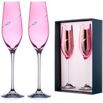 Set with 2 Champagne Glasses Pink Silhouette 1