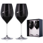 Set of 2 Crystal Wine Glasses Black Silhouette 1