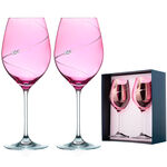 Set of 2 Pink Crystal Silhouette Wine Glasses