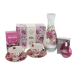 Women's gift set Metamorphoze roses with perfume vase and mugs