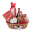 Easter gift basket with wine, sweets and Holy Family icon