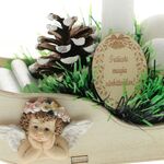 Christmas arrangement wooden sleigh with angel 27cm 2