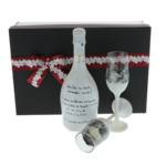 Bottega White wedding anniversary gift with 2 glasses
