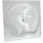 Silver wall clock world map 40cm 2