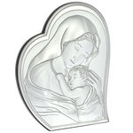 Set of 2 silver icons, Holy Family and Virgin Mary 15cm 4