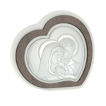 Holy Family Cutout Heart Icon Silver Covered 15cm 2