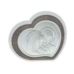 Szent Család kivágott szív ikon ezüstözött 21cm