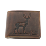 Men's Brown Leather wallet with Deer 1