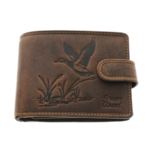 Brown wild duck leather men's wallet with clip