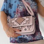 Pastel pink bag Silvia Rosa multicolore embroidered 25x17cm 7