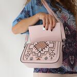 Pastel pink bag Silvia Rosa multicolore embroidered 25x17cm 8