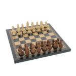 Elegant chess with leather board and acacia wood pieces 26cm 1