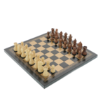 Elegant chess with leather board and acacia wood pieces 26cm 2