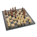 Elegant chess with leather board and acacia wood pieces 26cm 3