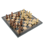 Elegant chess with leather board and acacia wood pieces 26cm 4