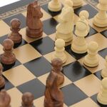 Elegant chess with leather board and acacia wood pieces 26cm 5