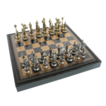 Exclusive chess box leather, metal pieces Napoleon 35cm
