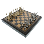 Exclusive chess box leather, metal pieces Napoleon 35cm 2