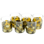 Set of 6 brown hand-painted whiskey glasses