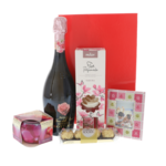 Women's gift set with sparkling wine and room perfume