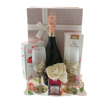 Flowers women's gift set with room freshener and sparkling wine