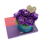 Gift Set women purple roses with pralines