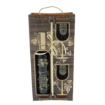 Set cadou La Fiecare Pas vin personalizat cu pahare cutie lemn