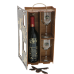 Wooden wedding gift set personalized wine with glasses in a wooden box 6