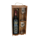 Personalized wine Name Day gift set with glasses in a wooden box 7