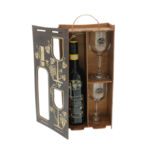 Personalized Golden Wedding wine gift set with glasses in a wooden box 5