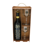 Personalized Golden Wedding wine gift set with glasses in a wooden box 6