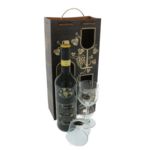 Personalized Golden Wedding wine gift set with glasses in a wooden box 7