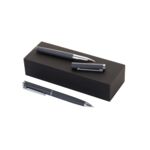 Gray metallic pen and roller set in gift box Stripo