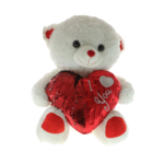 Plus teddy bear white 45 cm with red embroidered heart