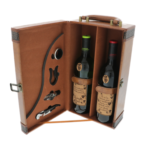 Box with accessories and 2 personalized wine bottles Spain