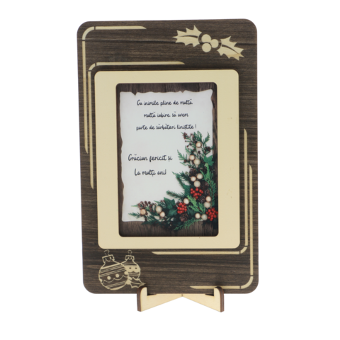 Card Christmas Quiet Holidays wood with support