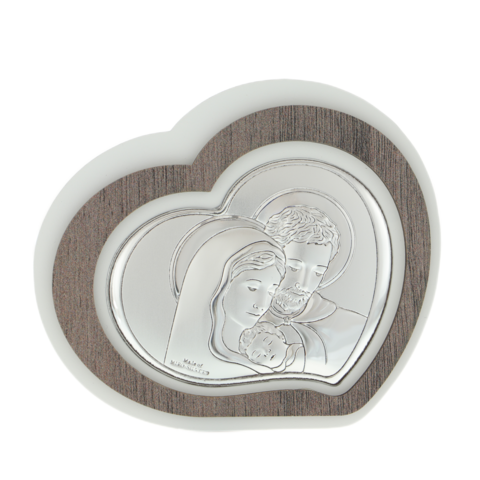 Heart icon cutout Holy Family silver plated 11cm