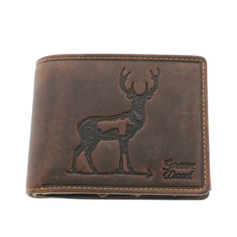 Men's Brown Leather wallet with Deer