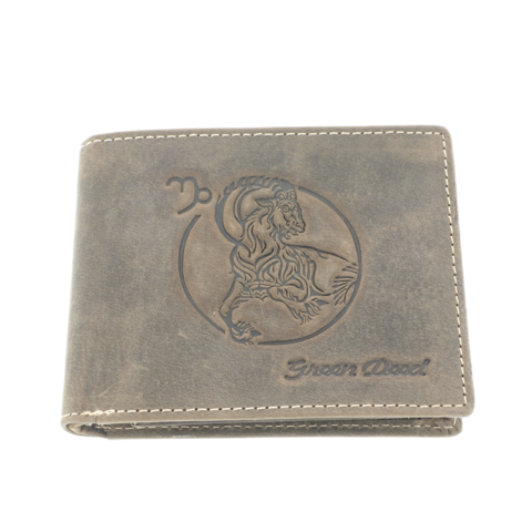 Zodiac Capricorn brown natural leather men's wallet