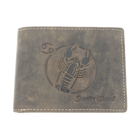 Men's wallet brown natural leather Zodiac Cancer