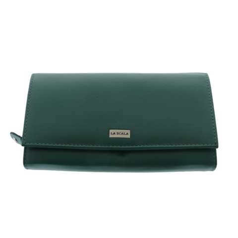 Women's wallet Green natural leather La Scala 18cm