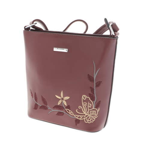 Silvia Rosa burgundy embroidered purse 23cm