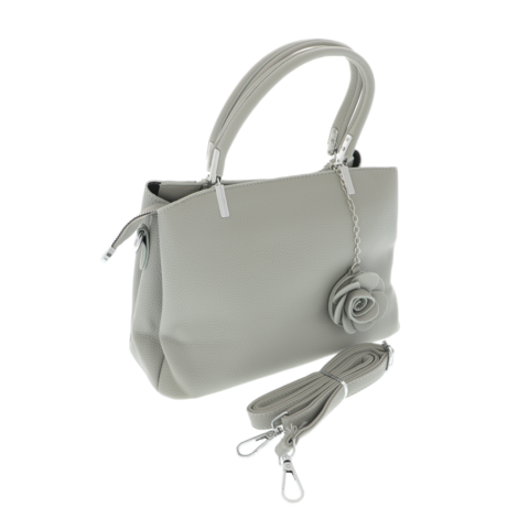 Gray lady's bag with flower Gray Rose 30x20cm