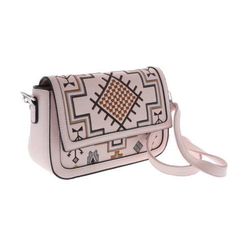 Pastel pink bag Silvia Rosa multicolore embroidered 25x17cm