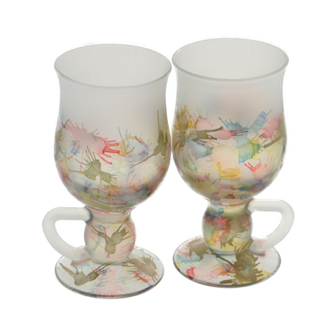 Set of 2 hand-painted Irish Coffee mugs Fantasy