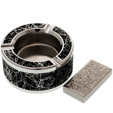 Gift Set Ashtray with Lighter silver