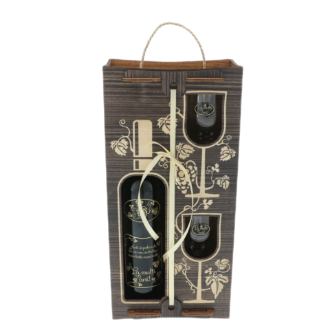 Personalized wine gift set Years and glasses, wooden box