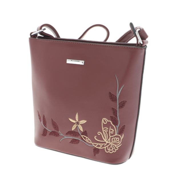 Silvia Rosa burgundy embroidered purse 23cm